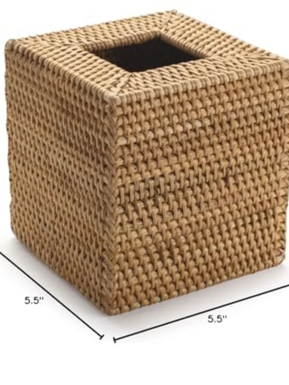 Rattan Tissue Box Cover Natural Woven Facial Napkin Holder Square (Natural,